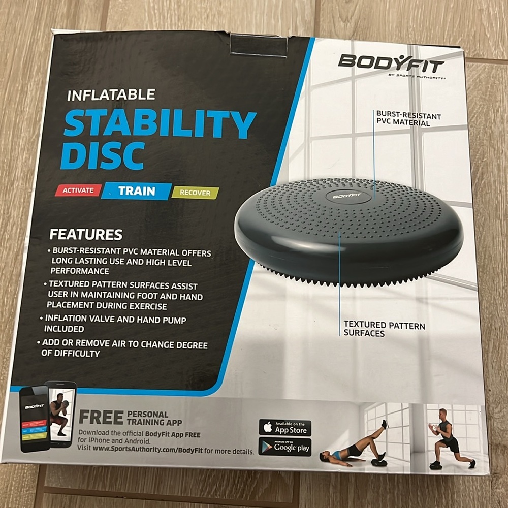 🆕 Stability Disc with Pump | Balance, Train, Recover | 12.5” Diameter | Gray